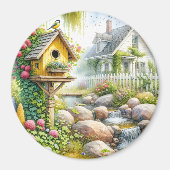 Märchenhafter Cottage-Garten-Vogelhaus-Bach Magnet (Vorne)