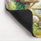Märchenhafter Cottage-Garten-Vogelhaus-Bach Mousepad (Ecke)