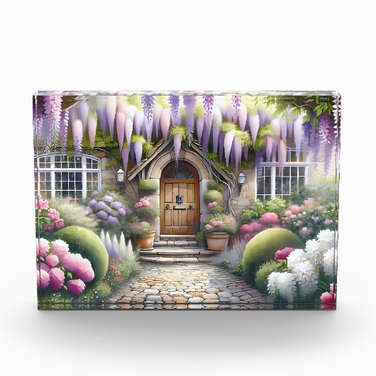 Märchenhafter Cottage-Gartenweg Fotoblock (Vorderseite)