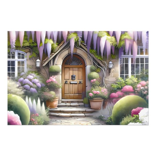 Märchenhafter Cottage-Gartenweg Fotodruck (Vorne)
