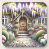 Märchenhafter Cottage-Gartenweg Getränkeuntersetzer (Vorderseite)