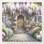 Märchenhafter Cottage-Gartenweg Glasuntersetzer (Vorderseite)