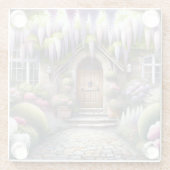 Märchenhafter Cottage-Gartenweg Glasuntersetzer (Rückseite)