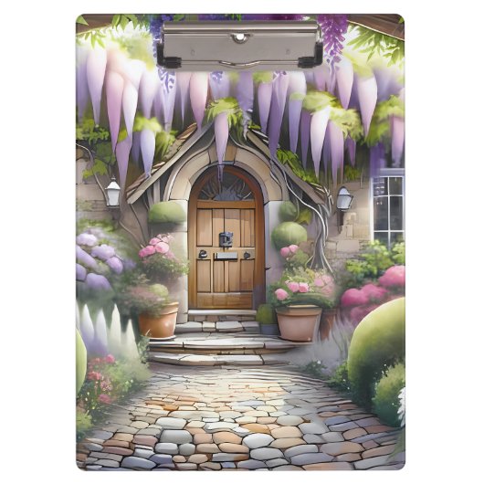 Märchenhafter Cottage-Gartenweg Klemmbrett (Vorderseite)