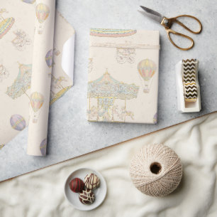 Märchenhafter Vergnügungspark im Vintage-Stil  Geschenkpapier