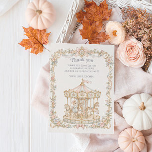 Märchenhafter Vintage-Vergnügungspark-Baby-Shower Dankeskarte
