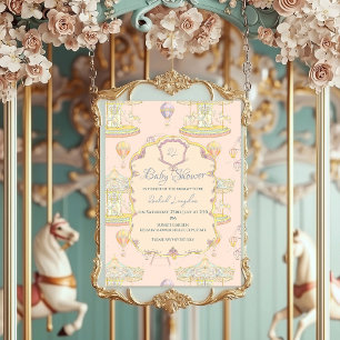 Märchenhafter Vintage-Vergnügungspark-Baby-Shower Einladung