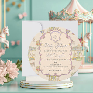 Märchenhafter Vintage-Vergnügungspark-Baby-Shower Einladung