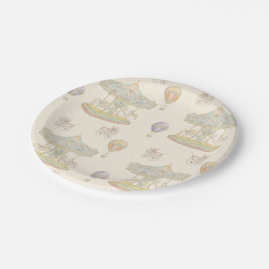 Märchenhafter Vintager Vergnügungspark Pappteller (Schrägansicht)