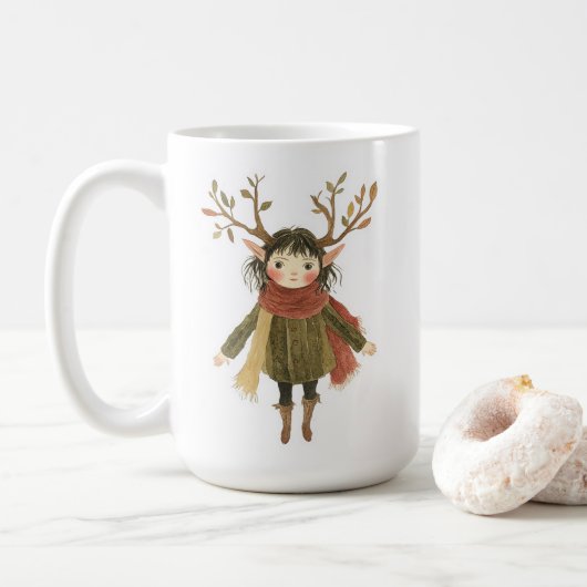 Märchenhafter Waldfee Mädchen Becher Kaffeetasse (Mit Donut)
