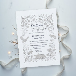 Märchenhafter Waldgeburtstag Kalt draußen Baby Sho Einladung