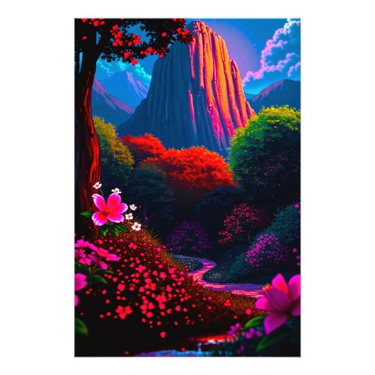 Märchenhafter Wanderpfad durch blühende Berglandsc Fotodruck (Vorne)