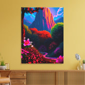 Märchenhafter Wanderpfad durch blühende Berglandsc Leinwanddruck (Insitu (Wohnzimmer))