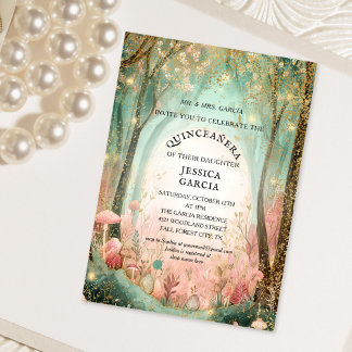 Märchenhafter Zauberwald Quinceañera Einladung