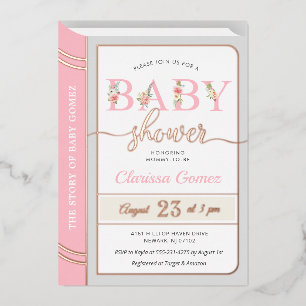 Märchenhaftes Baby-Mädchen-Pink-Rose-Einladung Folieneinladung