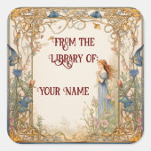Märchenhaftes Buchzeichen für Ihr Kind Quadratischer Aufkleber (Vorderseite)
