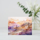 Märchenhaftes Dorf Wasserfarben Postkarte (Stehend Vorderseite)