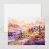 Märchenhaftes Dorf Wasserfarben Postkarte (Vorne/Hinten)