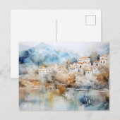 Märchenhaftes Dorf Wasserfarben Postkarte (Vorne/Hinten)