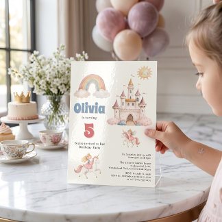 Märchenhaftes Einhorn Prinzessin Geburtstagsfeier Einladung