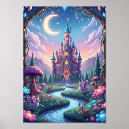 Märchenhaftes Fantasy-Schloss Magisches Poster (Vorne)