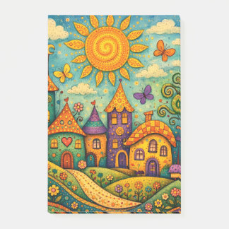 Märchenhaftes Feendorf Farbige Leinwandkunst Post-it Klebezettel