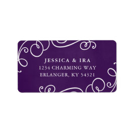 Märchenhaftes Hochzeitsplatz-Label in Royal Lila Adressaufkleber