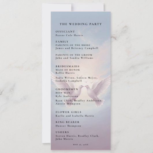 Märchenhaftes Hochzeitsprogramm Einladung (Rückseite)