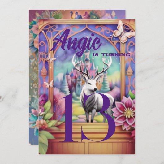 Märchenhaftes Lila und rosa Wasserfarben Weißer St Einladung (Vorne/Hinten)