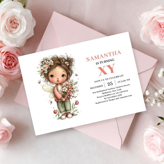 Märchenhaftes Mädchen 7. Geburtstag Whimsical Pink Einladung