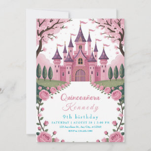Märchenhaftes Pink Schloss Prinzessin Geburtstag Einladung