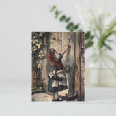 Märchenhaftes Red Riding Hood an der Haustür von G Postkarte (Stehend Vorderseite)
