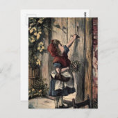 Märchenhaftes Red Riding Hood an der Haustür von G Postkarte (Vorne/Hinten)