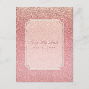 Märchenhaftes Rosa Glitter Glam Party Save-the-Dat Ankündigungspostkarte
