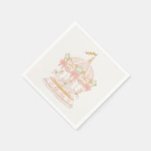 Märchenhaftes Rosa Mädchen Karussell Erste Geburts Serviette (Ecke)