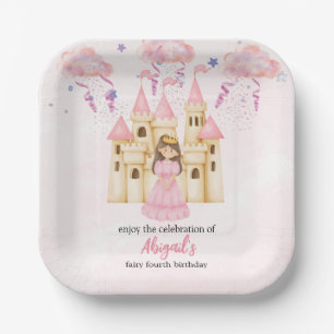 Märchenhaftes rosa Schloss Prinzessin Geburtstag f Pappteller