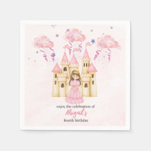 Märchenhaftes rosa Schloss Prinzessin Geburtstag f Serviette