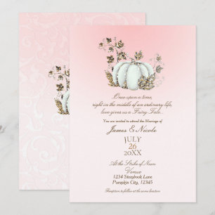 Märchenhaftes Rosa und Weißes Kürbis Feenmärchen H Einladung