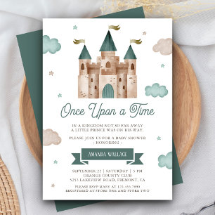 Märchenhaftes Schloss Baby Shower in Teal Einladung