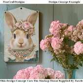 Märchenhase im Blumenkleid EV8L Decoupage Seidenpapier