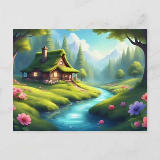 Märchenhaus am Fluss Postkarte (Vorderseite)