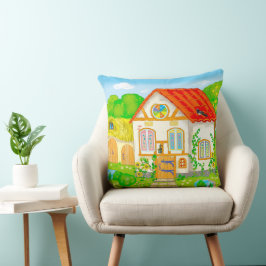 Märchenhaus mit rotem Cartoon und Patio Kissen