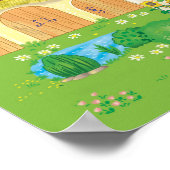 Märchenhaus mit rotem Cartoon und Patio Poster (Ecke)