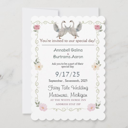 Märchenhochzeit Einladung (Vorderseite)