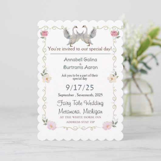 Märchenhochzeit Einladung (Stehend Vorderseite)