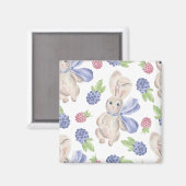 Märchenhof Bunny Rabbit mit Florals Muster Magnet (Vorderseite/Rückseite)