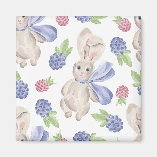 Märchenhof Bunny Rabbit mit Florals Muster Magnet (Vorne)