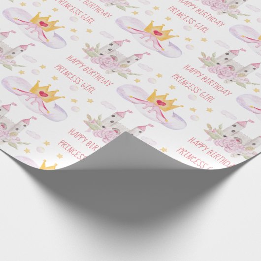 Märchenhof Burg Prinzessin Krone und Schuhe Kinder Geschenkpapier (Ecke)