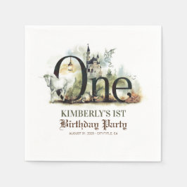 Märchenhof Unicorn Drache und Burg 1. Geburtstag Serviette