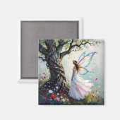 Märcheninspirierte Fee und fantastischer Baum Magnet (Vorderseite/Rückseite)